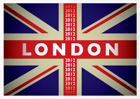 British union flag with london 2012 wording in old fashioned style