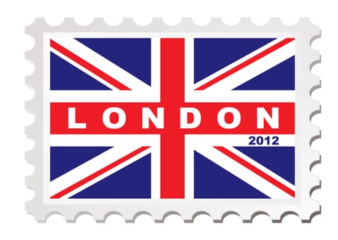 London 2012 stamp concept with union jack flag