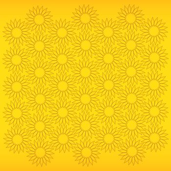 fine abstract background with sunflowers on yellow