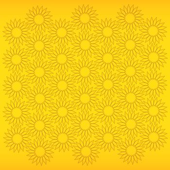 fine abstract background with sunflowers on yellow