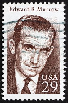 UNITED STATES OF AMERICA - CIRCA 1994: a stamp printed in the USA shows Edward Roscoe Murrow, Broadcast Journalist, circa 1994