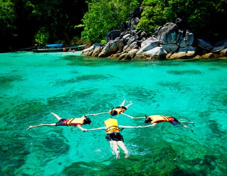 Snorkeler on surface in Thailand