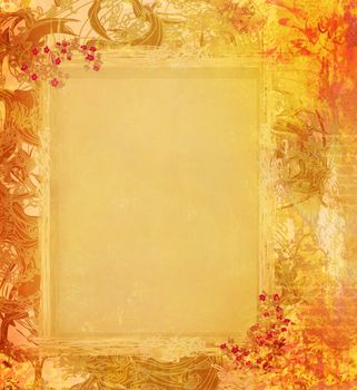 Grunge Frame For Congratulation With Flower - retro card , raster