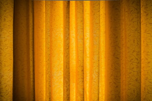 Gold vertical fabric Curtain for web page background