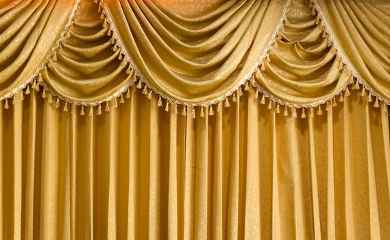 Light Gold fabric Curtain for web page background