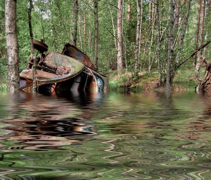 Old car and drowned.