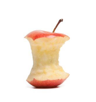 red apple core isolated on a white background