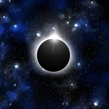 Diamond ring of solar eclipse with Orion background