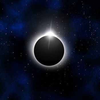 Diamond ring of solar eclipse with space background