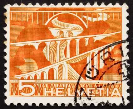 SWITZERLAND - CIRCA 1949: a stamp printed in the Switzerland shows Viaducts, circa 1949