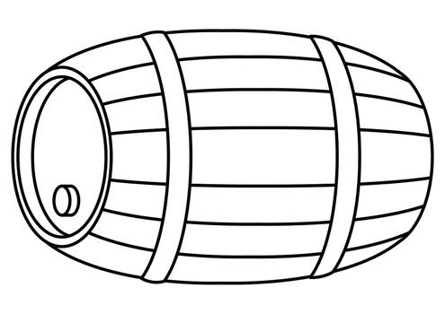Traditional wine wooden barrel with a stopper and hoops, contour