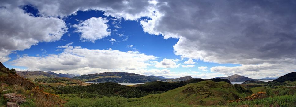 Loch Duich in scotland panoramic vista