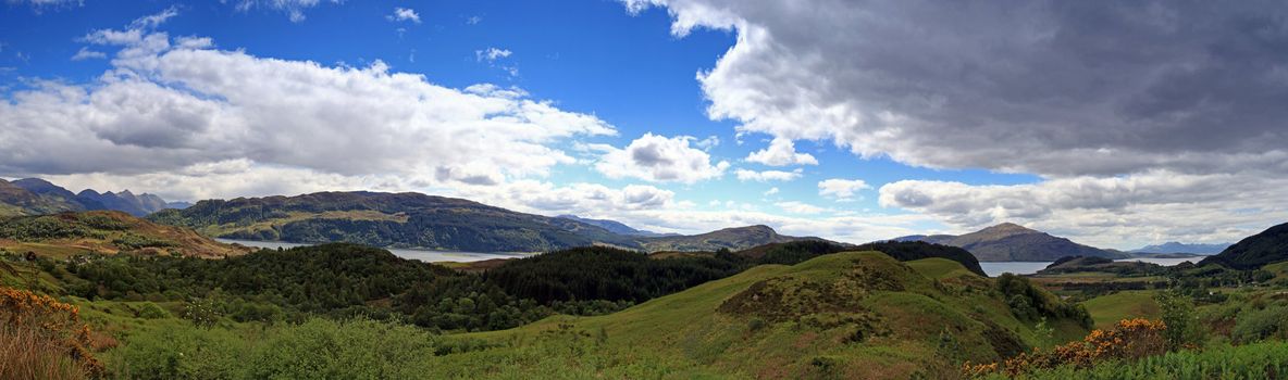 Loch Duich in scotland panoramic vista