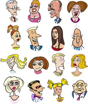 cartoon illustration of different people characters and emotions