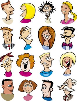 cartoon illustration of different people characters and emotions