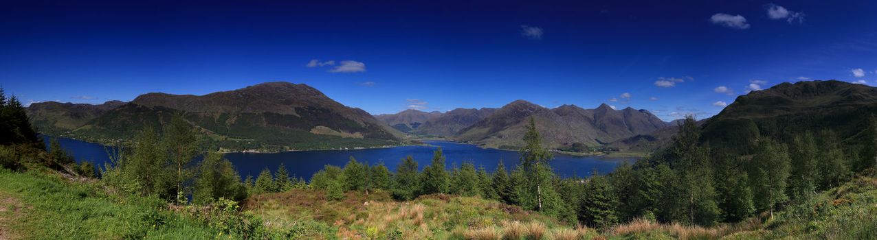 Loch Duich in scotland panoramic vista