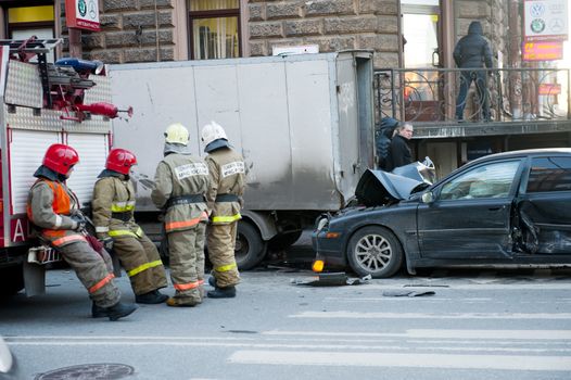 Auto crash in the St.Petersburg street, Russsia