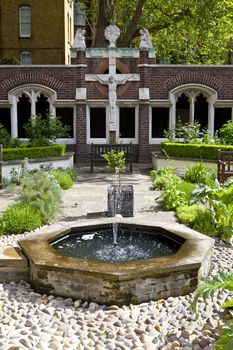 The garden in St. John Clerkenwell church in London.