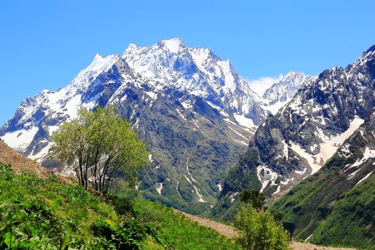 Image of beautiful landscape with Caucasus mountains