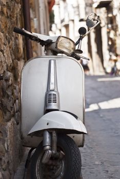 Old white vespa. italian style.