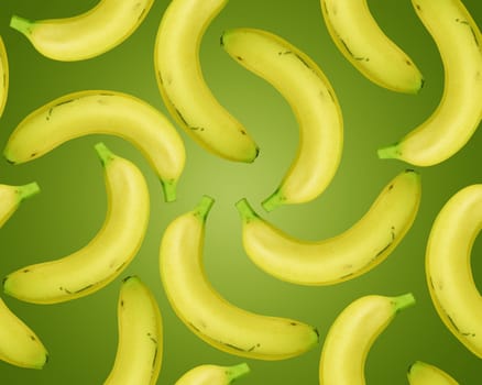 seamless Fresh Bananas on blue background.