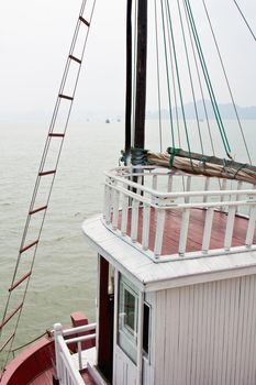 Front part of tourist ship in Halong Bay ,Vietnam