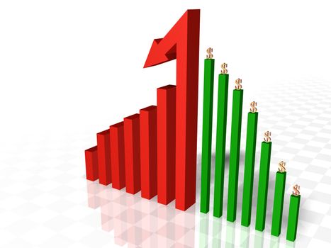 3D diagram of financial analysis