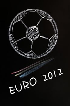 Chalk drawing of EURO 2012 or European Football Championship on a wooden blackboard