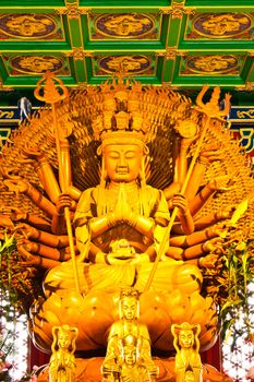 kuan im statue is holy in wat borromracha, nonthaburi, thailand