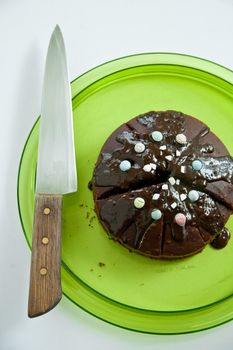 Lava chocolate cake white background