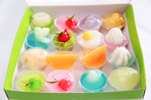 Colorful jelly on white background.