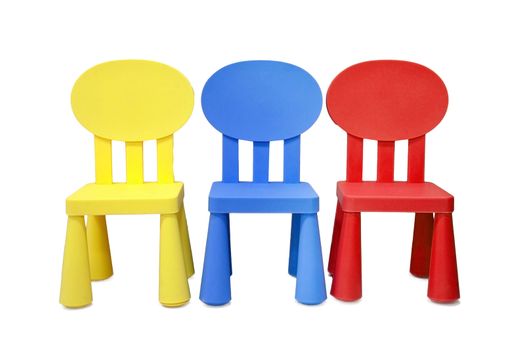 Children's chairs in many colors.