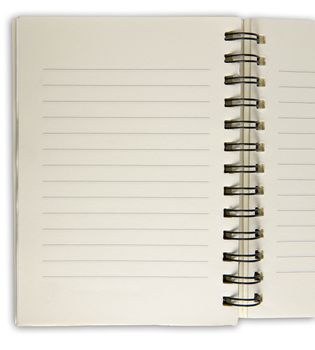 Notebook on a white background.