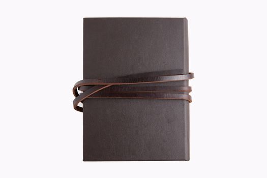 Secret brown leather book with white background.