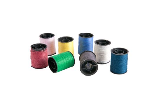 Roll thread used for sewing are available in various colors.