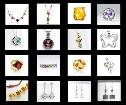 Jewelry for women on a Black background.
