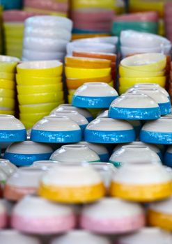 Ceramic color dishes on the east market