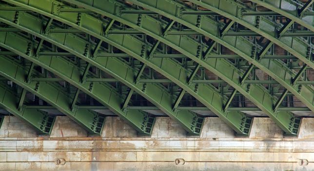steel structure under a bridge in Paris  France