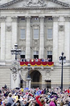 LONDON, UK - June 16: The Royal Family appears on Buckingham Palace balcony during Trooping the Colour ceremony, on June 16, 2012 in London. Trooping the Colour takes place every year in June to officialy celebrate the sovereign birthday.