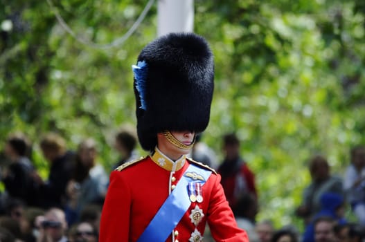 LONDON, UK - June 16: Prince william during Trooping the Colour ceremony on the Mall and at Buckingham Palace, on June 16, 2012 in London. Trooping the Colour takes place every year in June to officialy celebrate the sovereign birthday.