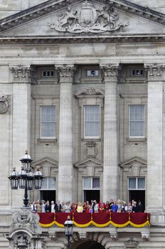 LONDON, UK - June 16: The Royal Family appears on Buckingham Palace balcony during Trooping the Colour ceremony, on June 16, 2012 in London. Trooping the Colour takes place every year in June to officialy celebrate the sovereign birthday.