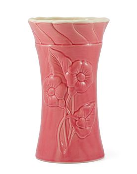 Ceramic flower vase on white background