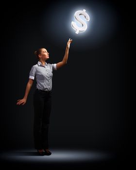 Light bulb and a business person as symbols of creativity in business