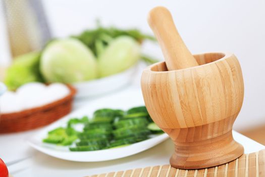 Fresh food and vegetables on the table