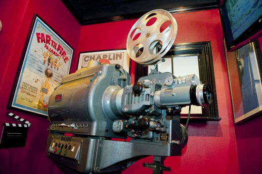 Vintage film projector in the Copenhagen Guiinness world 