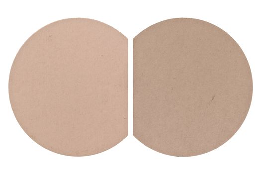 two recycled paper labels or tags isolated over white background