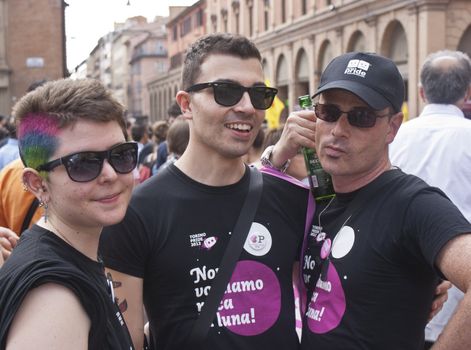 BOLOGNA - JUNE 9: 30,000 people took part in the Bologna Gay Pride parade to support gay rights, on June 09, 2012 in Bologna, Italy.