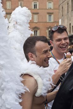 BOLOGNA - JUNE 9: 30,000 people took part in the Bologna Gay Pride parade to support gay rights, on June 09, 2012 in Bologna, Italy.