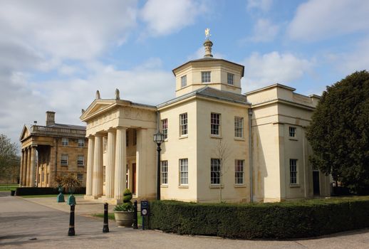 Downing College Facade at Regent Street in Cambridge, United Kingdom.