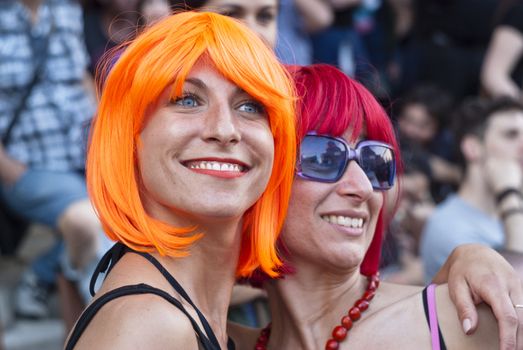 BOLOGNA - JUNE 9: 30,000 people took part in the Bologna Gay Pride parade to support gay rights, on June 09, 2012 in Bologna, Italy.